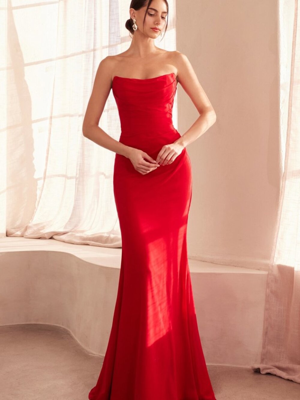NEW RED Evening Gown Floor Length Formal Elegant Stunning T702